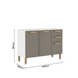 Mueble Inferior de Cocina Bella Cemento 120x86cm sin Mesón y sin Estufa