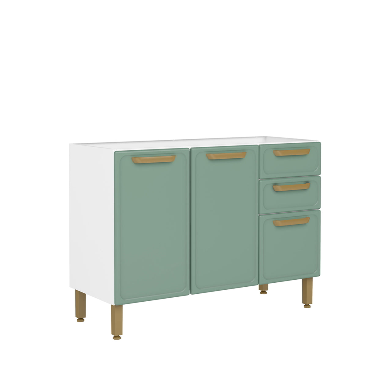 Mueble Inferior de Cocina Bella Verde 120x86cm sin Mesón y sin Estufa