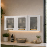 Mueble Superior de Cocina Essencia Blanco 120x52cm con Un Entrepaño y Tres Puertas de Rattan