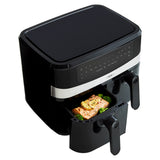 Freidora de Aire Haceb Negro 44.5x32.8cm de 8 Litros con Pantalla Digital con Dos Compartimientos de Cocción y con 12 Funciones Preconfiguradas