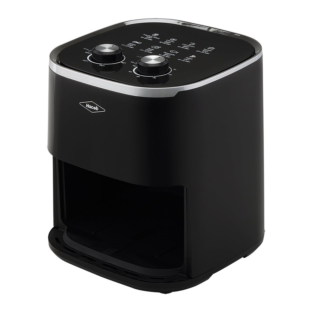 Freidora de Aire Haceb Negro 23.5x31.9cm de 4.2 Litros con Un Compartimiento de Cocción y con 6 Funciones Preconfiguradas