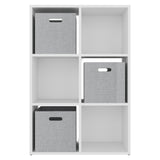 Mueble Organizador Lena Blanco 61.8x92cm de Tres Hileras con Tres Cajas de Tela