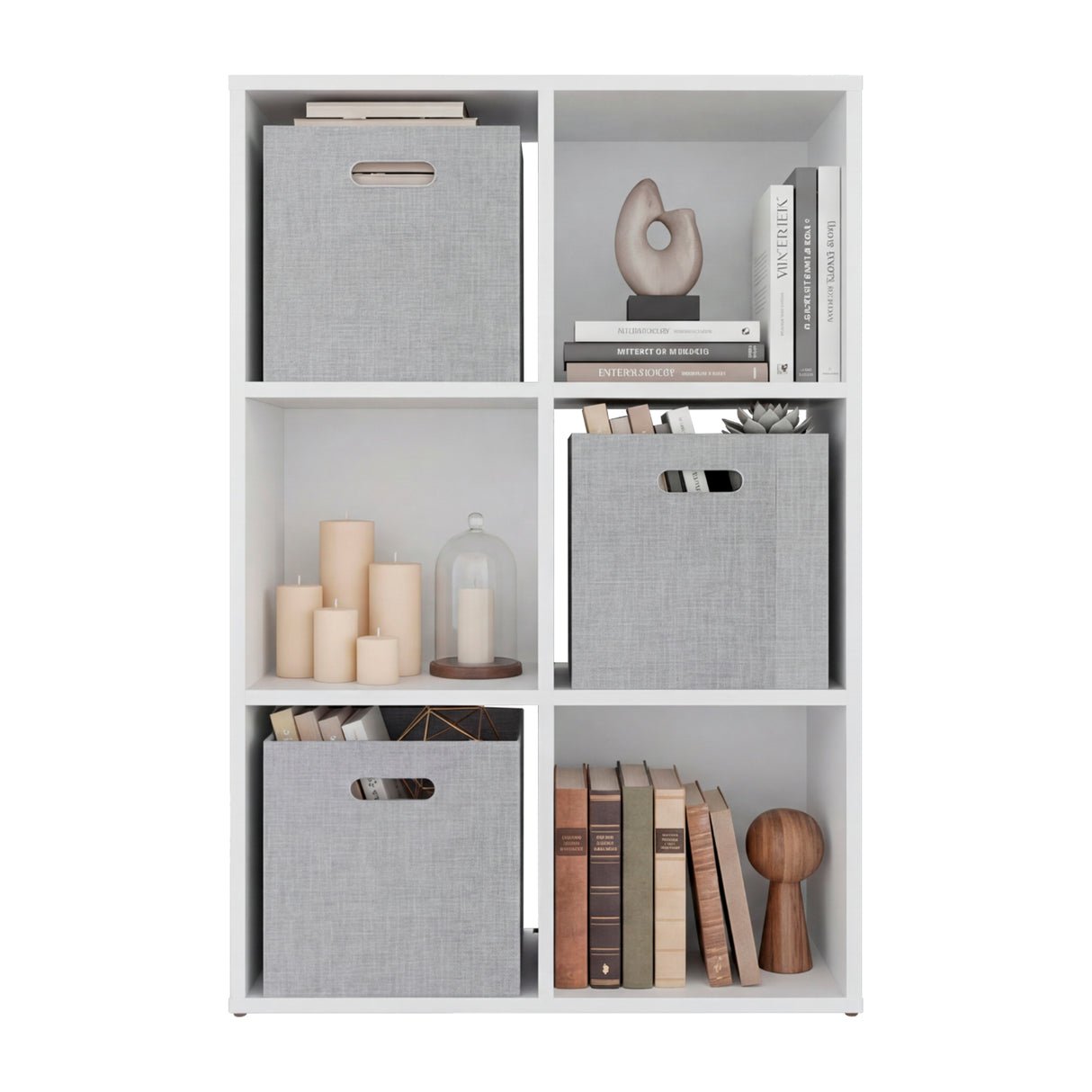 Mueble Organizador Lena Blanco 61.8x92cm de Tres Hileras con Tres Cajas de Tela