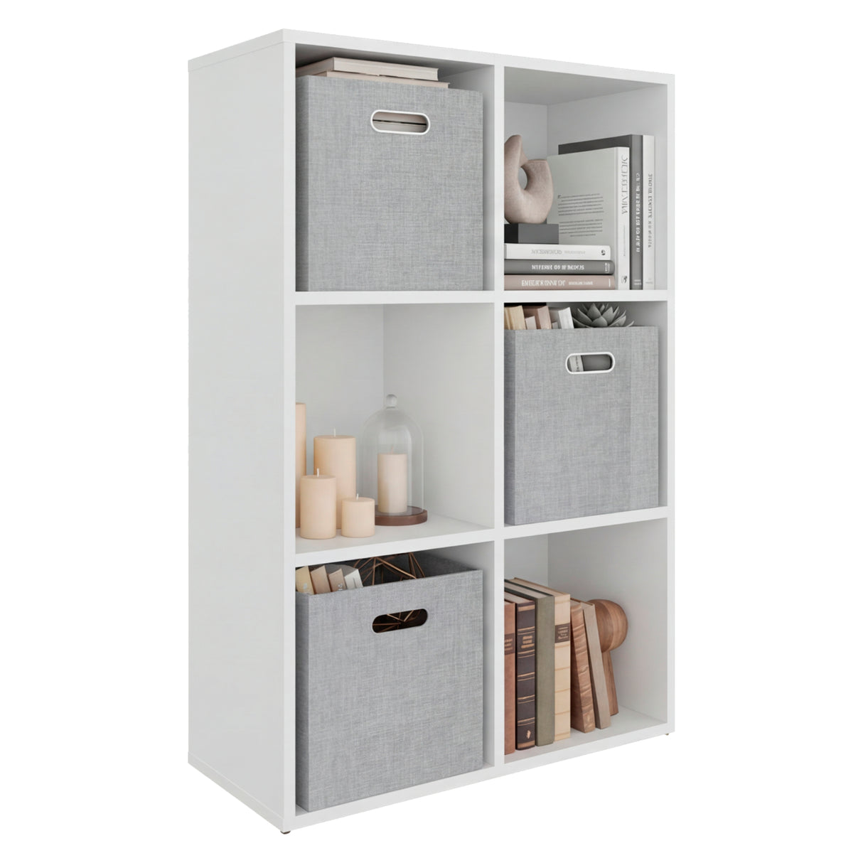 Mueble Organizador Lena Blanco 61.8x92cm de Tres Hileras con Tres Cajas de Tela