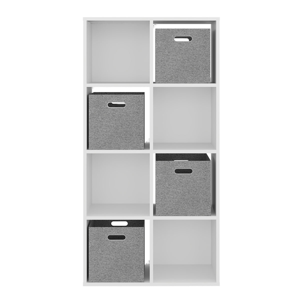 Mueble Organizador Lena Blanco 61.8x122.1cm de Cuatro Hileras con Cuatro Cajas de Tela