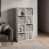 Mueble Organizador Lena Blanco 61.8x122.1cm de Cuatro Hileras con Cuatro Cajas de Tela