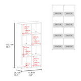 Mueble Organizador Lena Blanco 61.8x122.1cm de Cuatro Hileras con Cuatro Cajas de Tela