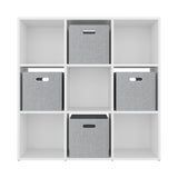 Mueble Organizador Lena Blanco 92x92cm de Tres Hileras con Cuatro Cajas de Tela