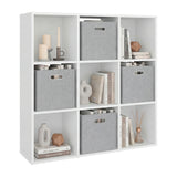 Mueble Organizador Lena Blanco 92x92cm de Tres Hileras con Cuatro Cajas de Tela