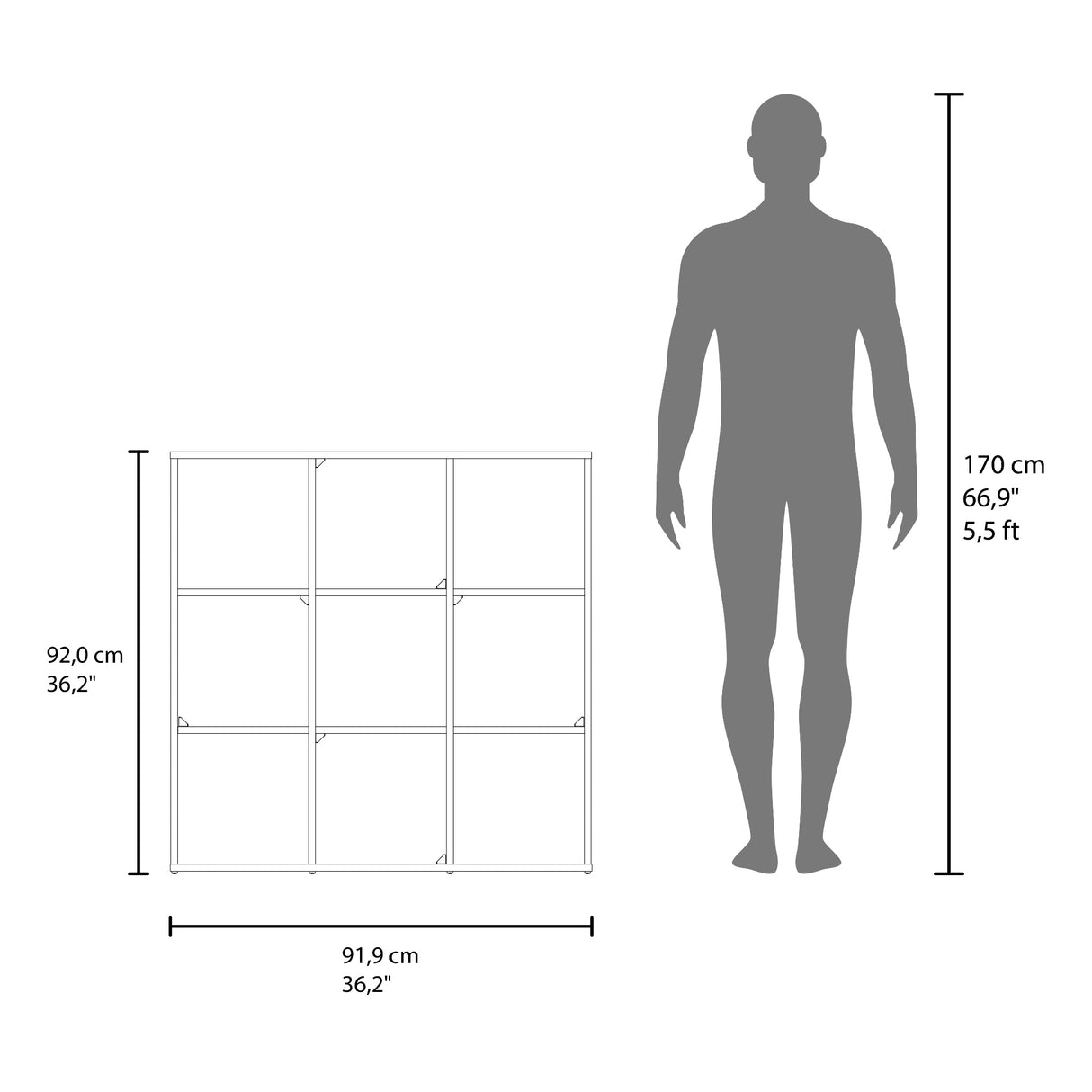 Mueble Organizador Lena Blanco 92x92cm de Tres Hileras con Cuatro Cajas de Tela