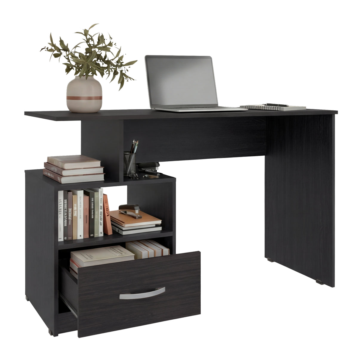 Escritorio Kenly Wengue 120x75cm con Un Cajón