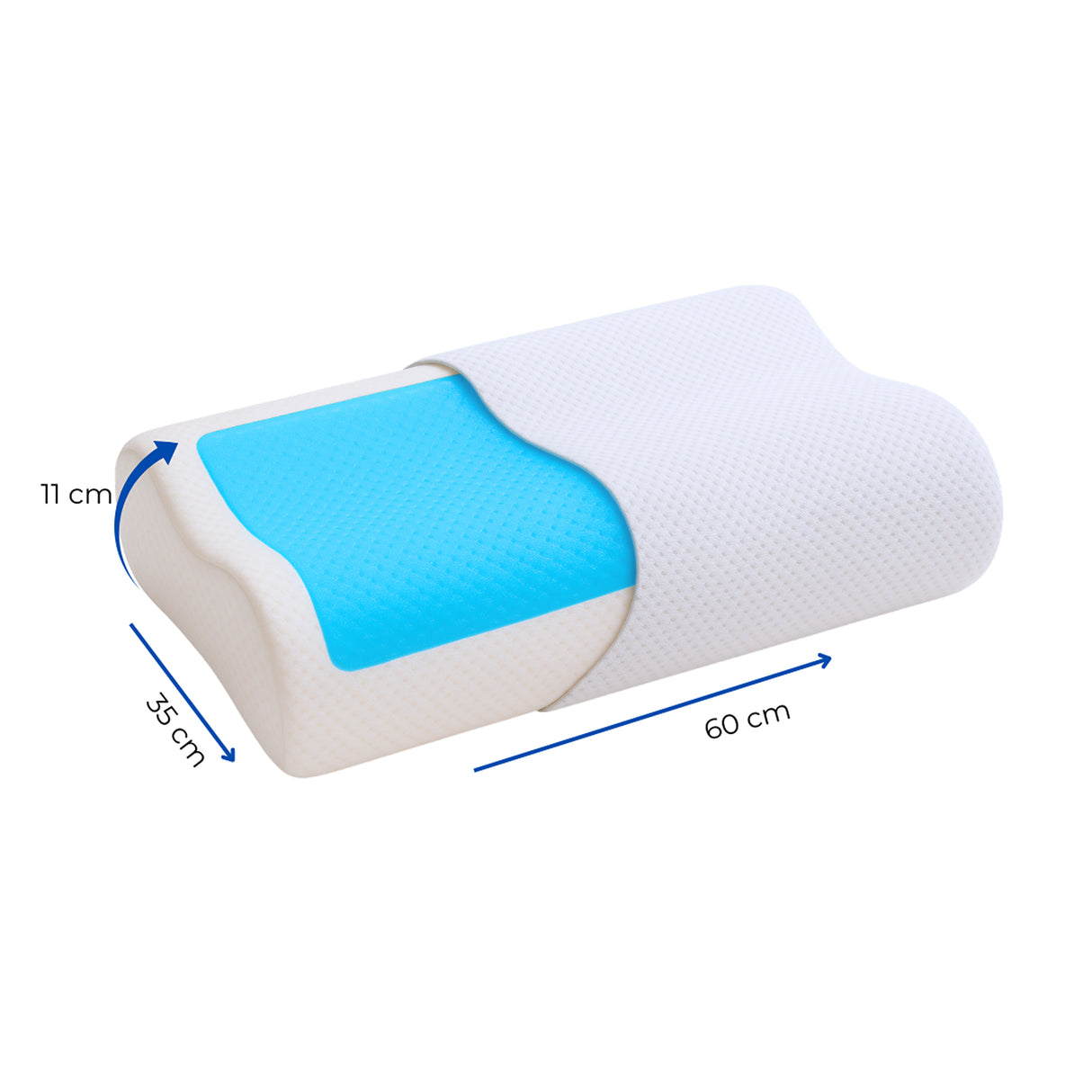 Almohada Cervicales Blanco 35x60cm Ortopédico de Relleno de Espuma Viscoelastica Suave Hipoelergénica para Dormir Boca Arriba y de Costado