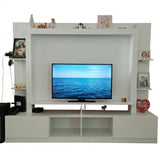 Centro de Entretenimiento Blanco 213x171cm para TV Hasta 65" Pulgadas con Trece Compartimientos con Ranura para Cables