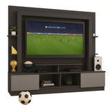 Centro de Entretenimiento Negro 213x171cm para TV Hasta 65" Pulgadas con Trece Compartimientos con Ranura para Cables