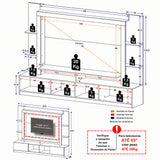 Centro de Entretenimiento Café 213x171cm para TV Hasta 65" Pulgadas con Trece Compartimientos con Ranura para Cables