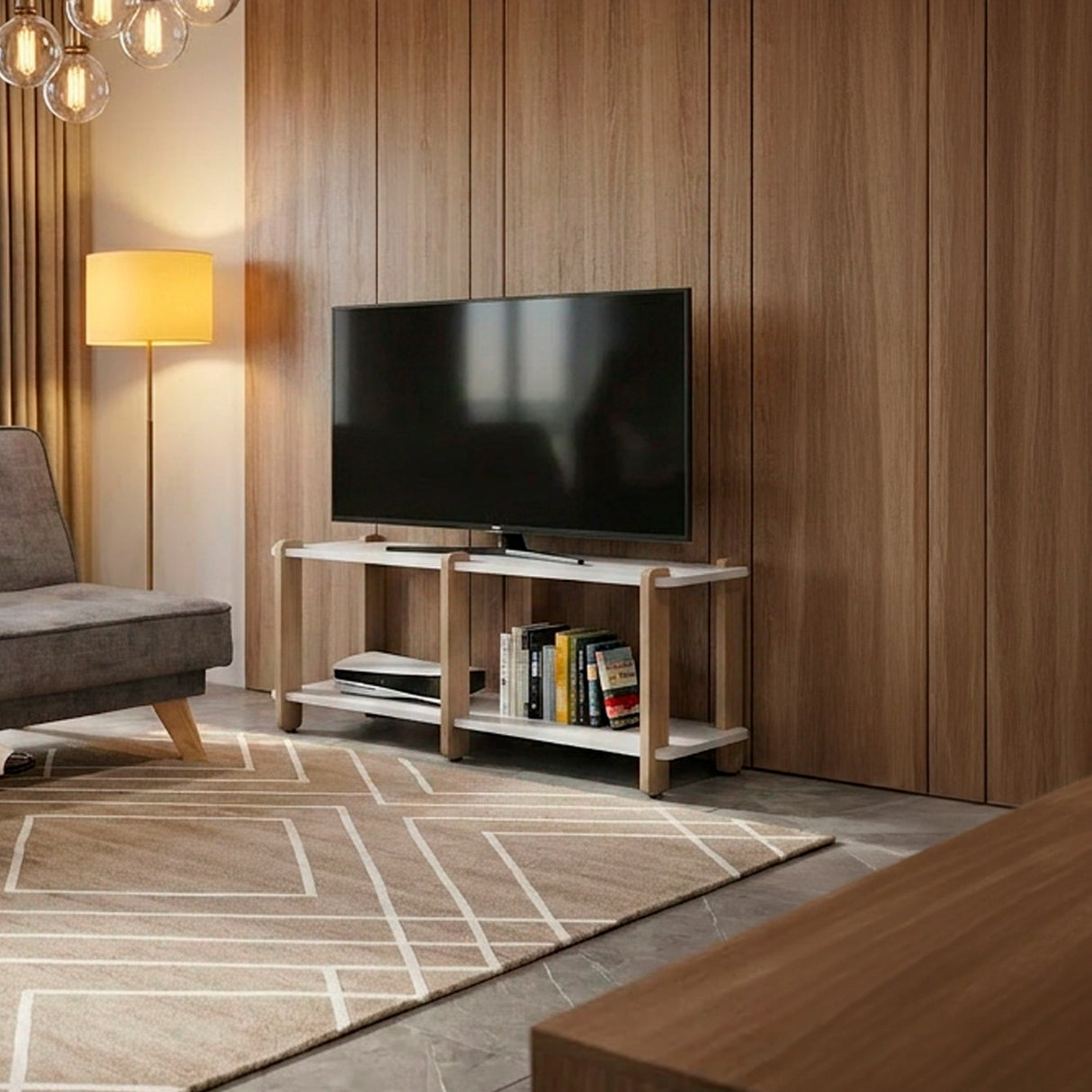Mesa para TV Kobe Blanco y Oasis 100x47cm para TV Hasta 45" Pulgadas