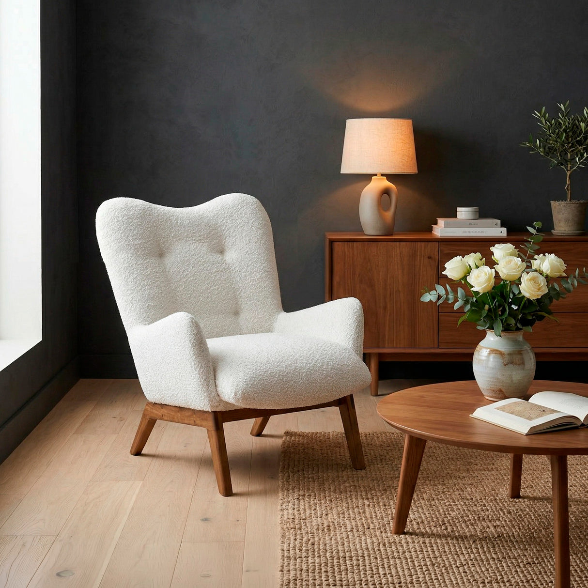 Poltrona Veneto Blanco y Matiz Caoba 73x89cm de Un Puesto y con Apoya Brazos