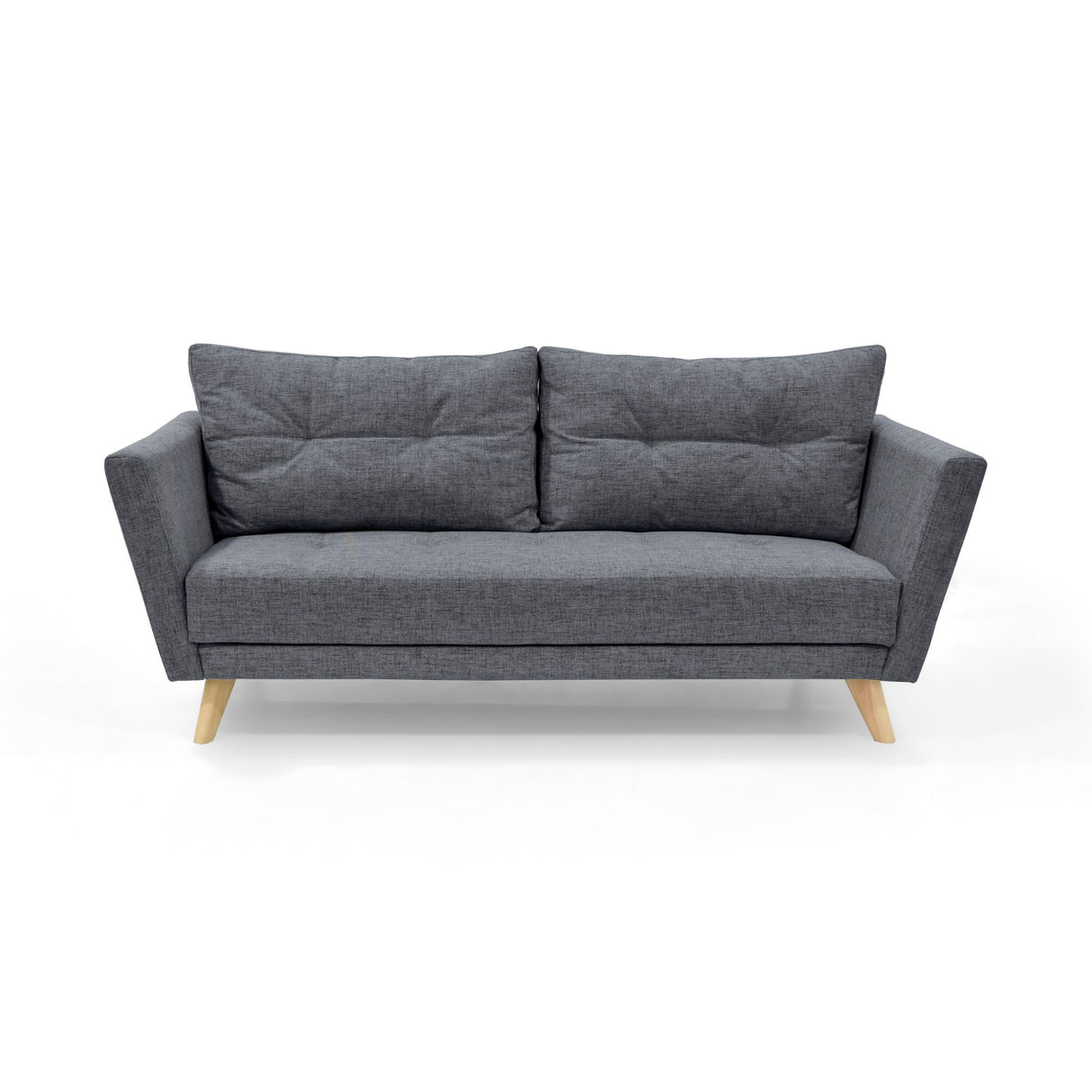 Sofá Grecia Gris y Matiz Natural 192x84cm de Tres Puestos y con Apoya Brazos