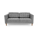 Sofá Donatello Gris y Matiz Caoba 183x81cm de Tres Puestos y con Apoya Brazos