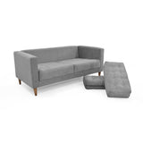 Sofá Donatello Gris y Matiz Caoba 183x81cm de Tres Puestos y con Apoya Brazos