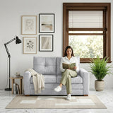Sofacama Doha Plata y Matiz Caoba 150x87cm de Dos Puestos Reclinable y con Apoya Brazos