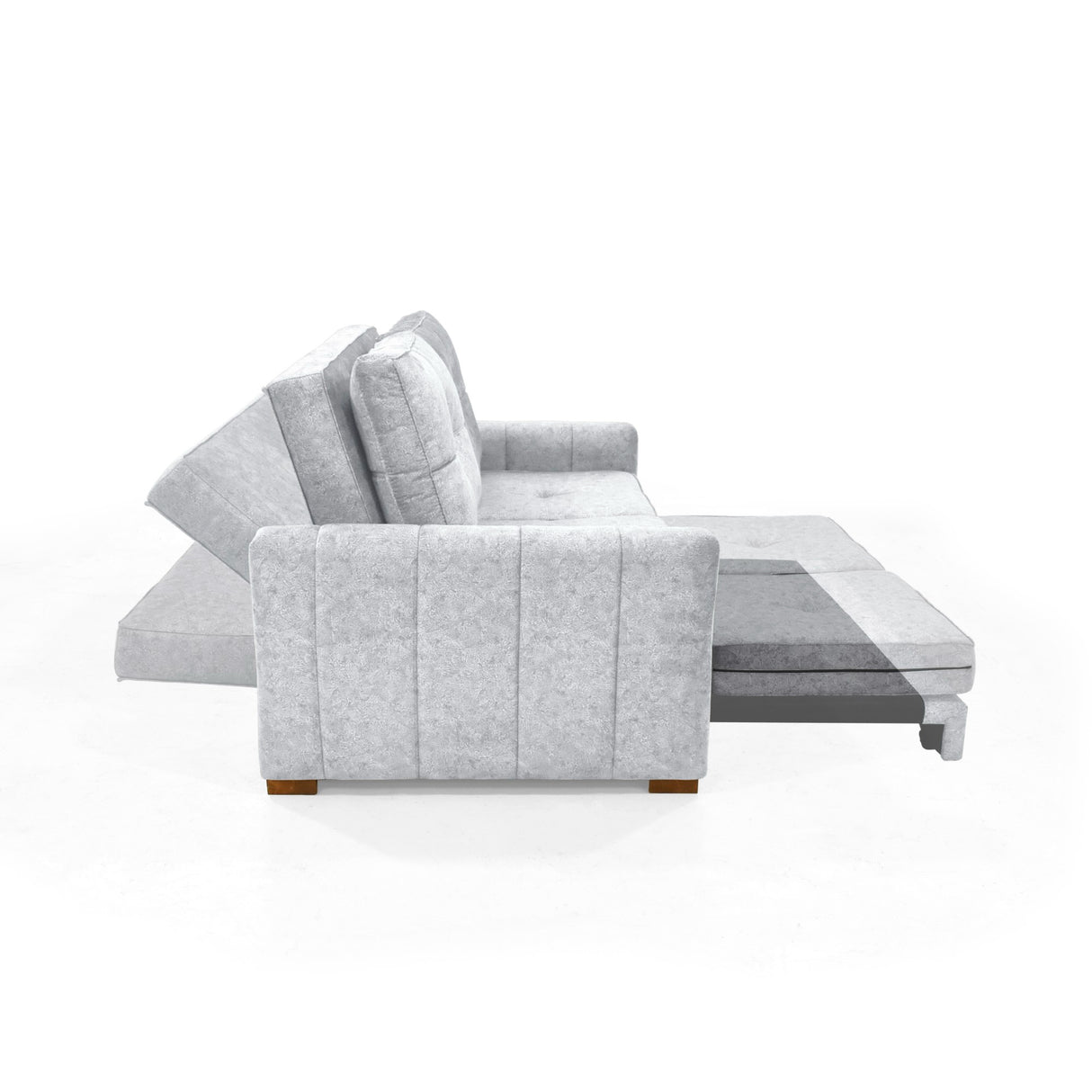 Sofacama Doha Plata y Matiz Caoba 150x87cm de Dos Puestos Reclinable y con Apoya Brazos