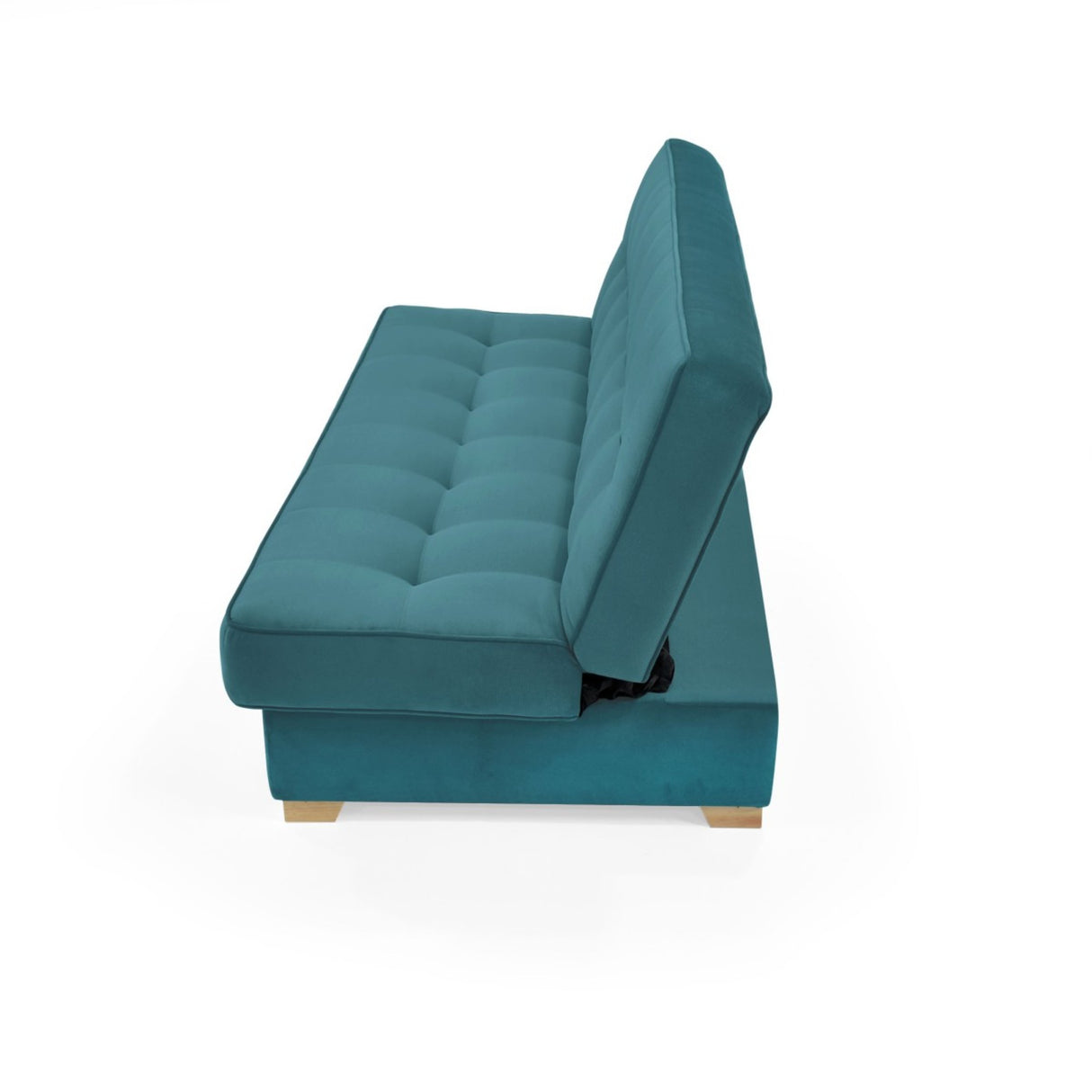 Sofacama Cambridge Petróleo y Matiz Natural 185x90cm de Tres Puestos Reclinable con Almacenamiento y sin Apoya Brazos