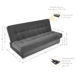 Sofacama Cambridge Petróleo y Matiz Natural 185x90cm de Tres Puestos Reclinable con Almacenamiento y sin Apoya Brazos