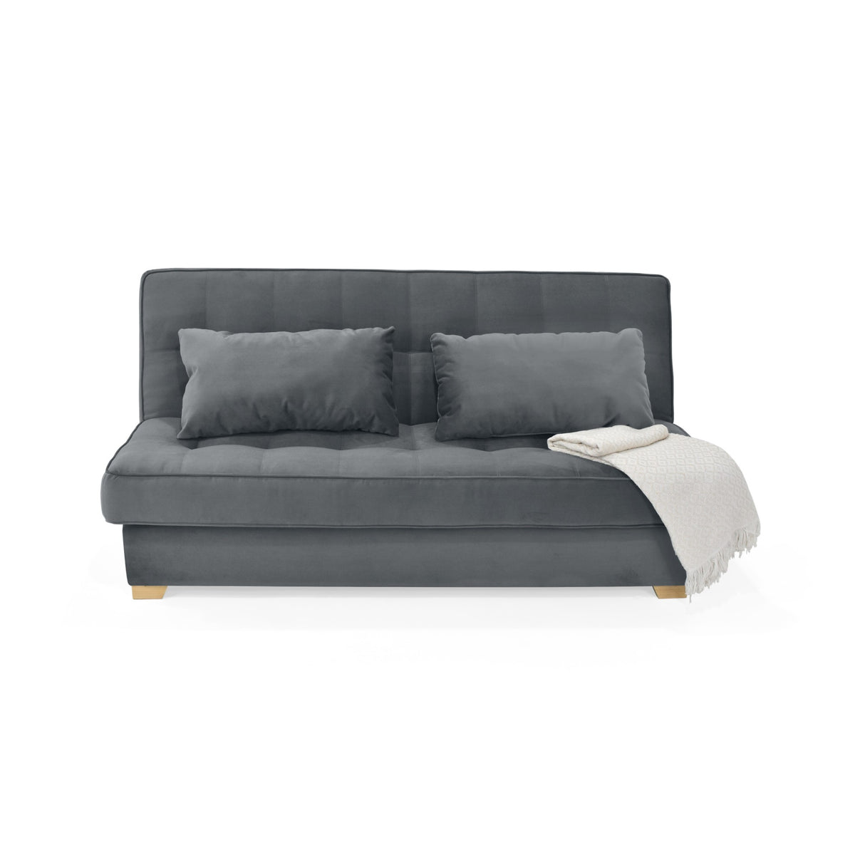 Sofacama Cambridge Gris y Matiz Natural 185x90cm de Tres Puestos Reclinable con Almacenamiento y sin Apoya Brazos