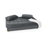 Sofacama Cambridge Gris y Matiz Natural 185x90cm de Tres Puestos Reclinable con Almacenamiento y sin Apoya Brazos