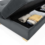 Sofacama Cambridge Gris y Matiz Natural 185x90cm de Tres Puestos Reclinable con Almacenamiento y sin Apoya Brazos