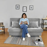 Sofacama Cambridge Plata y Matiz Natural 185x90cm de Tres Puestos Reclinable con Almacenamiento y sin Apoya Brazos