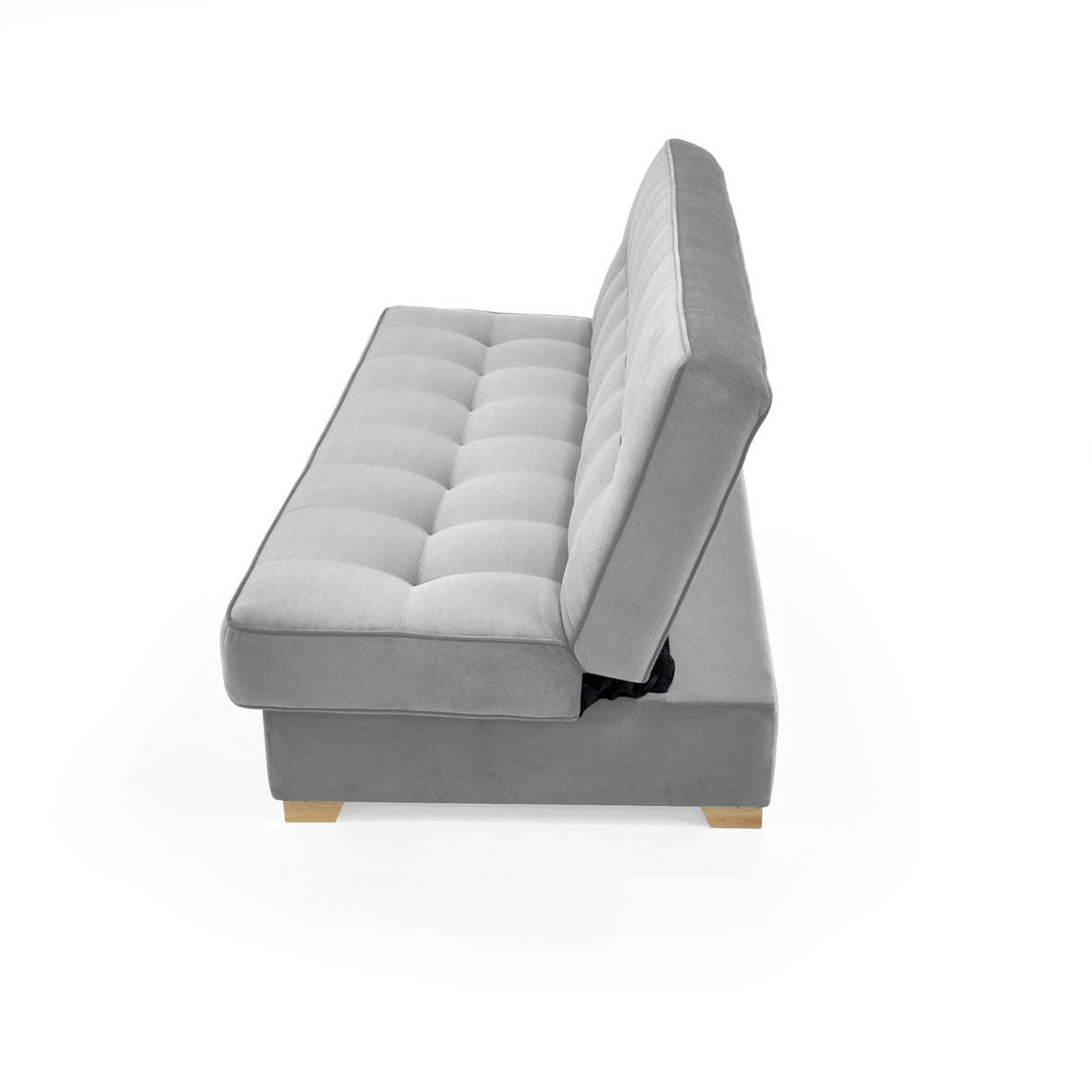 Sofacama Cambridge Plata y Matiz Natural 185x90cm de Tres Puestos Reclinable con Almacenamiento y sin Apoya Brazos