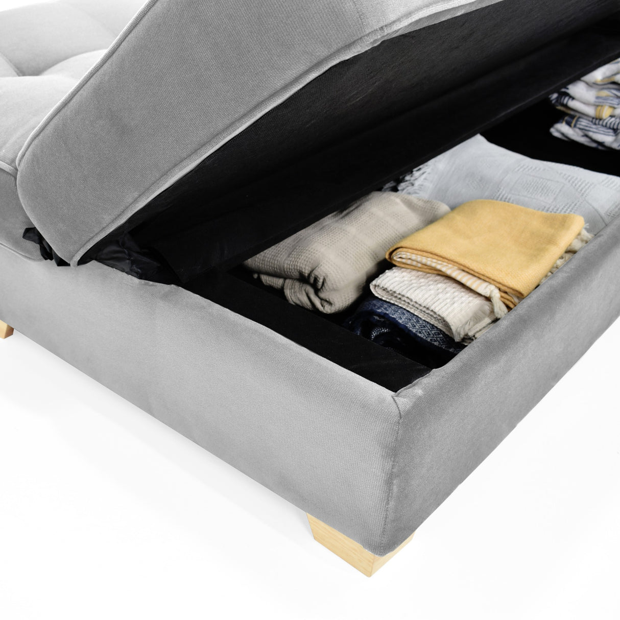 Sofacama Cambridge Plata y Matiz Natural 185x90cm de Tres Puestos Reclinable con Almacenamiento y sin Apoya Brazos