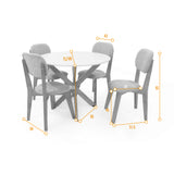 Juego de comedor Luxor Blanco y Beige 105x76.5cm Circular de Cuatro Puestos con Cuatro Sillas