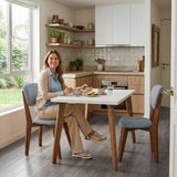 Silla de Comedor Adela Gris y Matiz Caoba 50x93cm de Asiento Ovalador con Espaldar y sin Apoya Brazos