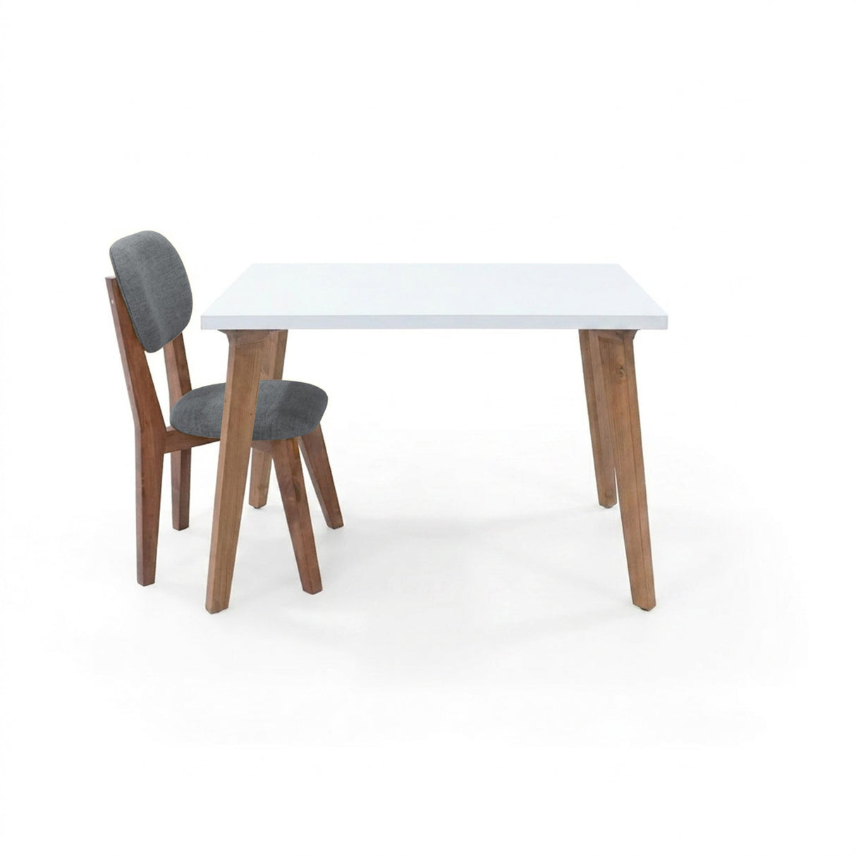 Silla de Comedor Adela Gris y Matiz Caoba 50x93cm de Asiento Ovalador con Espaldar y sin Apoya Brazos