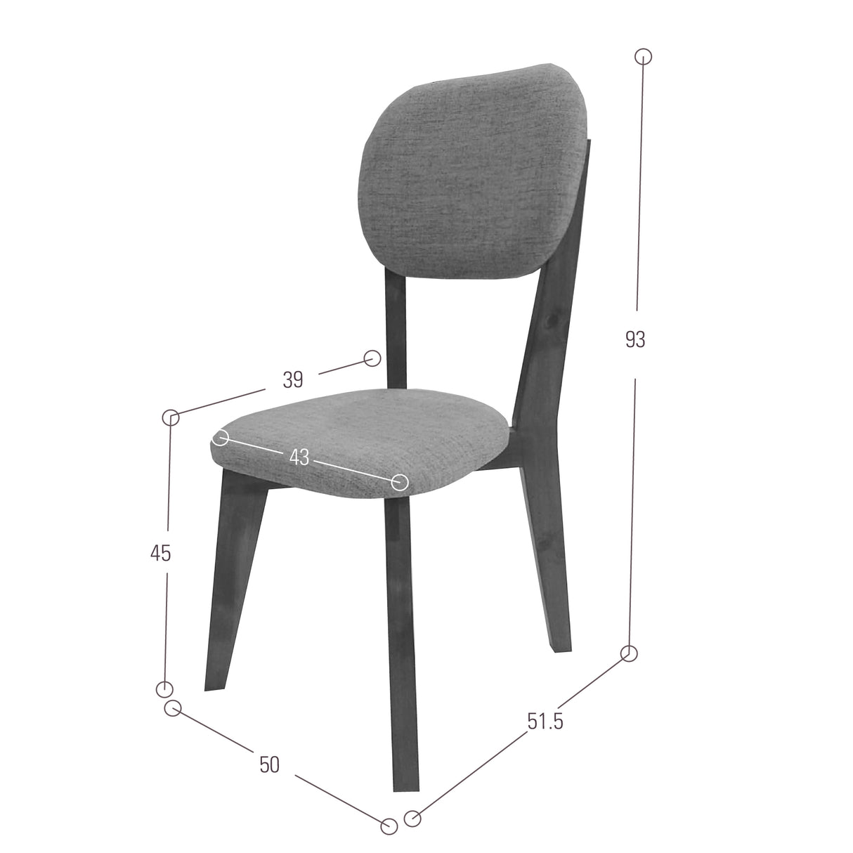 Silla de Comedor Adela Gris y Matiz Caoba 50x93cm de Asiento Ovalador con Espaldar y sin Apoya Brazos