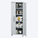 Combo Organizador Armario de Cocina y Baúl Barú Arena Gris 65x189cm con Cuatro Entrepaños y Cinco Compartimientos