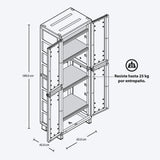 Combo Organizador Armario de Cocina y Baúl Barú Arena Gris 65x189cm con Cuatro Entrepaños y Cinco Compartimientos