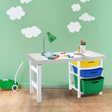 Combo Estudio Infantil Blanco y Rojo 88x50cm con Un Escritorio Una Silla y Un Armario