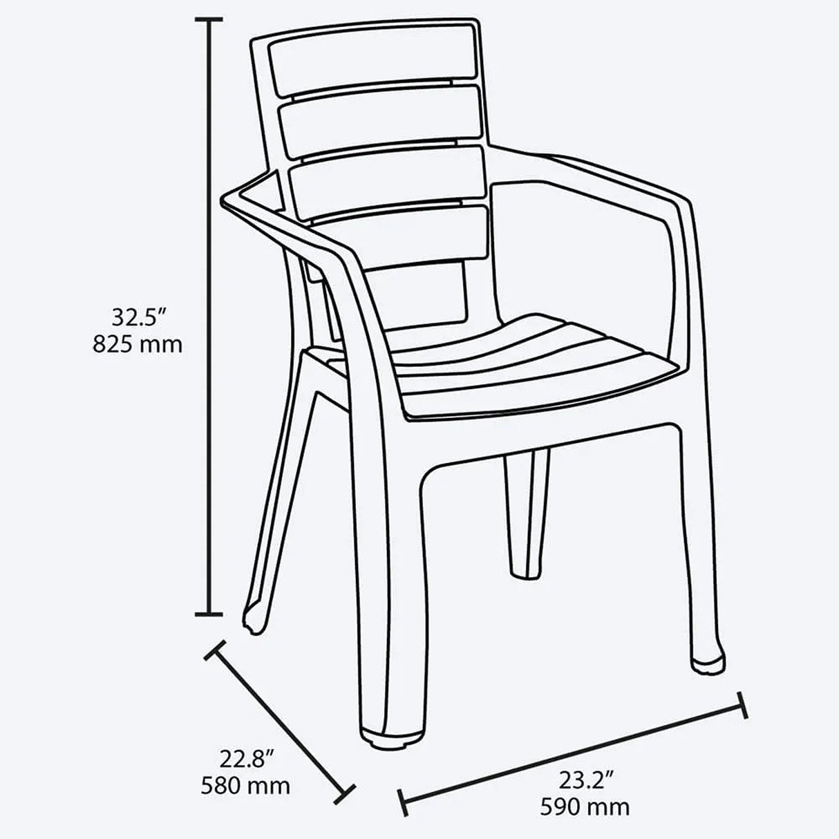 Set x 13 Sillas Barú Moca 59x82.5cm de Asiento Rectangular con Espaldar y con Apoya Brazos