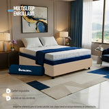 Combo Base Cama y Colchón Enrollado Multisleep Blanco y Arena Queen 160 X 190 Cm Firmeza Medio Doble Faz