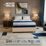 Combo Base Cama y Colchón Enrollado Multisleep Blanco y Arena Queen 160 X 190 Cm Firmeza Medio Doble Faz