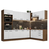 Cocina Integral Agata Marrón y Blanco 479x225cm sin Mesón para Pozuelo Izquierda y sin Estufa