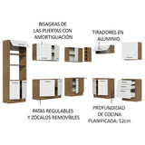 Cocina Integral Agata Marrón y Blanco 479x225cm sin Mesón para Pozuelo Izquierda y sin Estufa
