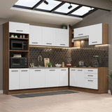 Cocina Integral Agata Marrón y Blanco 479x225cm sin Mesón para Pozuelo Izquierda y sin Estufa