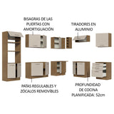 Cocina Integral Agata Marrón y Crema 479x225cm sin Mesón para Pozuelo Izquierda y sin Estufa