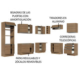 Cocina Integral Glamy Marrón 479x225cm sin Mesón para Pozuelo Izquierda y sin Estufa