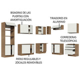 Cocina Integral Glamy Marrón y Blanco 479x225cm sin Mesón para Pozuelo Izquierda y sin Estufa